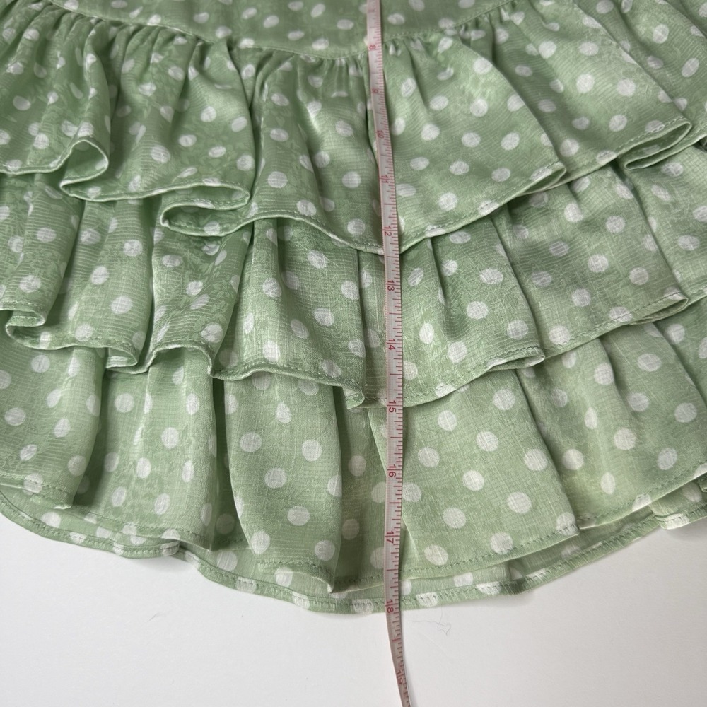 Zara Womens Green Ligth White Hem Mini Skort zip polka dots - Picture 6 of 6